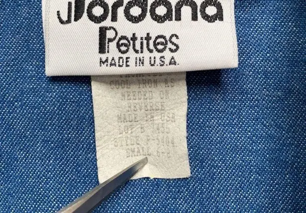 Vintage Jordana Petite Blazer Denim Silver Dots Abstract Art Oversized Western Blue Size undefined