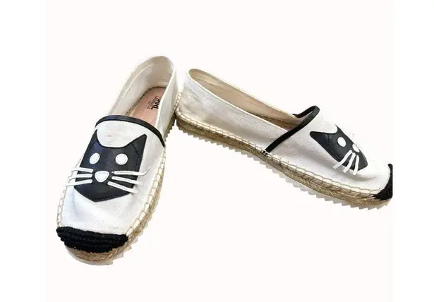 Karl Lagerfeld women’s white kitten theme espadrille shoes 10m SKU 6386