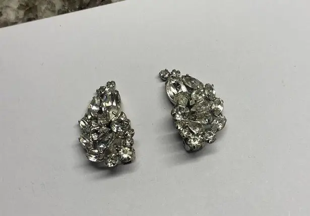 Women's Costume Earrings Prong Set Rhinestone CLIP On Clip