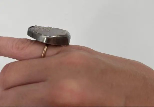 MELISSA JOY MANNING Ring Druzy Light Purple Silver & Gold One of a Kind Rare