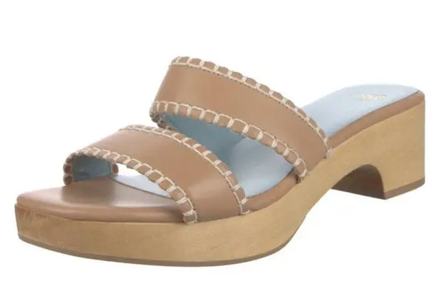 FRANCES VALENTINE Leather Sandals Clogs Wooden Soles Platform Slides Italy 9 EUC Blue