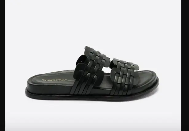 Intentionally Blank Brian Black Leather Slide Sandals 39 / US 8.5