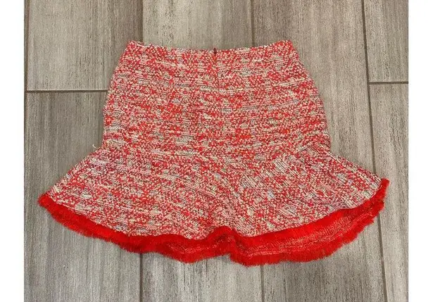 ZARA  Red Tweed Mini Skirt size XS