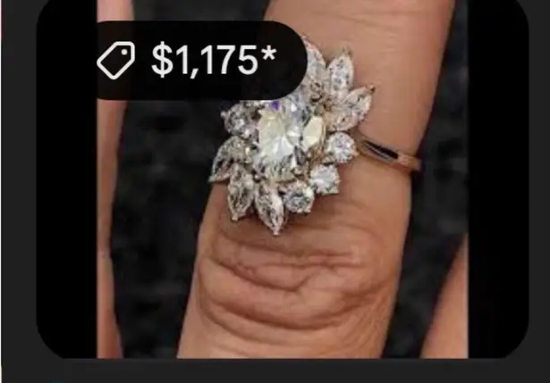 EST retail $975 Mossinaite Lab Diamond .925 Silver 2ct Diamond Starburst Ring