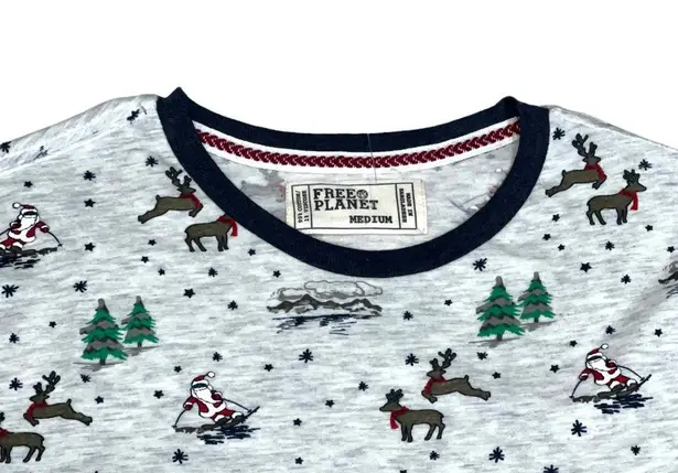 Free Planet T-Shirt Christmas Print All Over Santa Short Sleeve