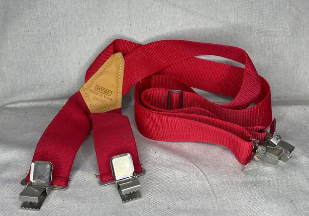 Vintage Hyde Quality Red Elastic Adjustable Workwear Suspenders