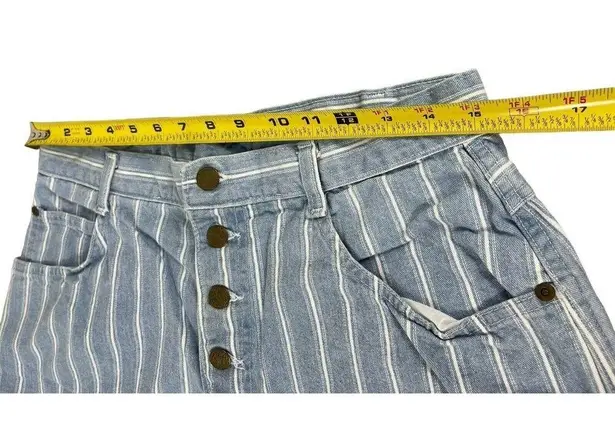 VTG Stuffed Shirt 90s Mom High Waist Striped 4 Button Denim Shorts 13/14