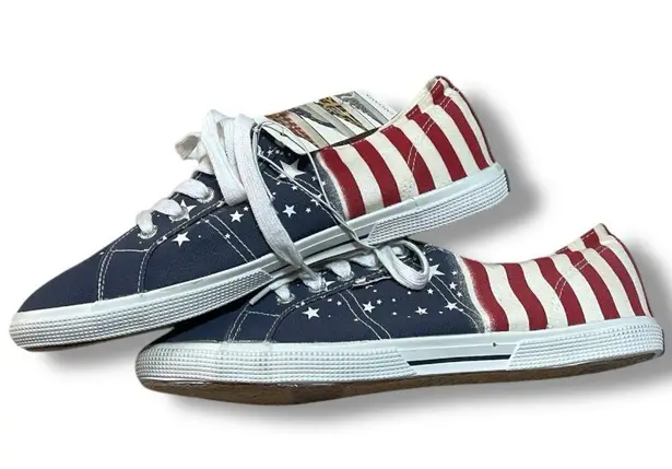 Superga Patriotic Canvas Sneakers with Stars and Stripes Women’s 10/Men’s 8.5 Blue