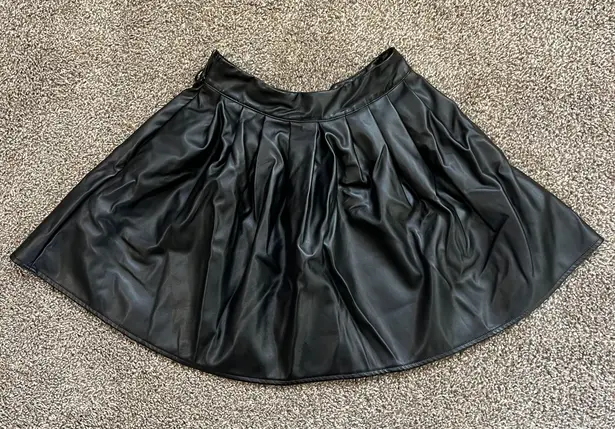 Frenchy High Waist PU Pleated Skirt Pu Leather Latex Mini Skirt High Rise A