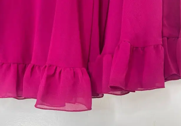 Mac Duggal 55407 High Neck Ruffle Cape Fuchsia (Pink) Chiffon Mini Dress, Size 8