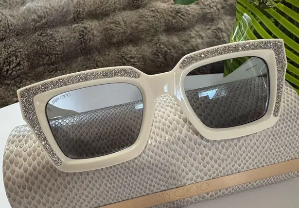 Jimmy Choo megs ivory crystals Sunglasses🤍