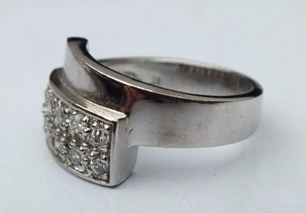 Charming Women's Silver CZ Ring With Wrap Around Design, Size 8