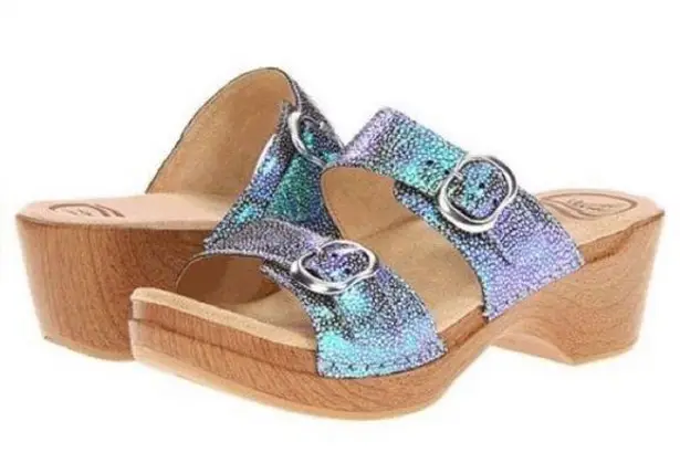 Dansko Sophie Shagreen Buckle Clog Sandal Mermaid Size 41/10.5
