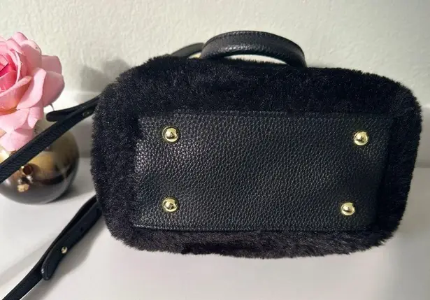 Isaac Mizrahi Super Cute New York Black Faux Fur Mini Hand and/or Crossbody Bag