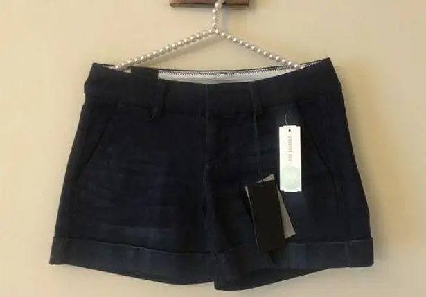 Dear John NWT  Womens Size 25 Finnegan Roll Cuff Shorts Dark Wash Blue Denim