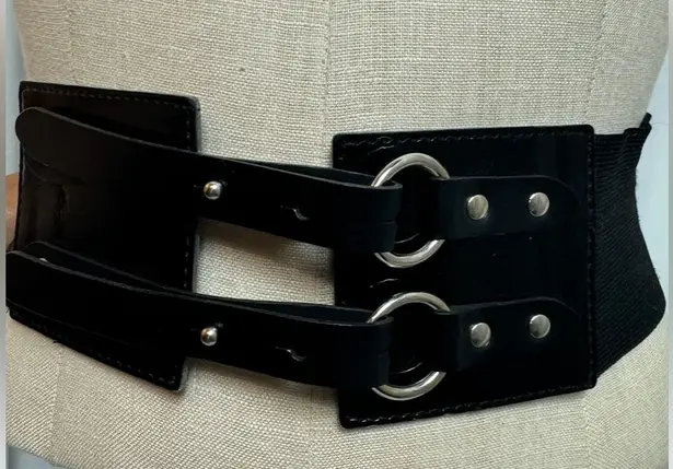Antoniazzi Firenze genuine leather made in Italy Black Double Buckle Waist Belt