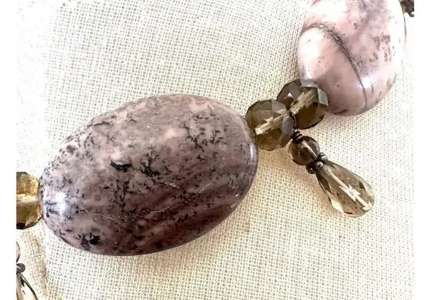 burgundy moss agate and smoky Quartz necklace