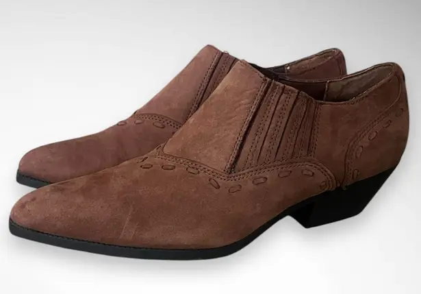 ELLEMENNO Rodeo Women's Brown Leather Western Style Ankle Boots Size 8 | EUC