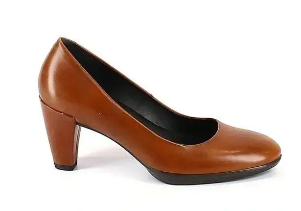 Ecco  Danish Design Plateau Cognac Heels Pump Leather Brown Size 41/US 10