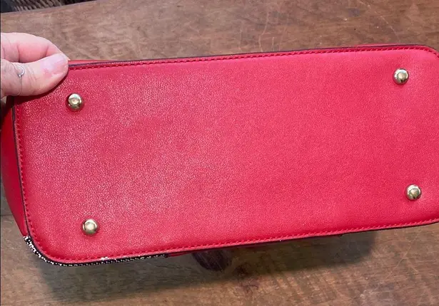 Charles and Keith Red and Black Houndstooth Tote