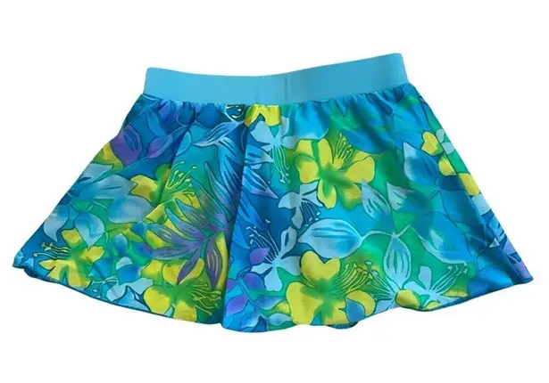 Catalina  Mini Swim Skirt Bottoms Tropical Floral Print Semi-Sheer Overlay S 4/6