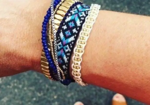 Stella & Dot  Vista Wrap Bracelet bracelet boho Aztec Layering Silver Gold Blue