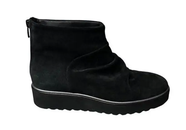 Eric Michael Womens Black Suede Ankle Boots With Zipper Closure Size 38 US 7.5 - Image 1