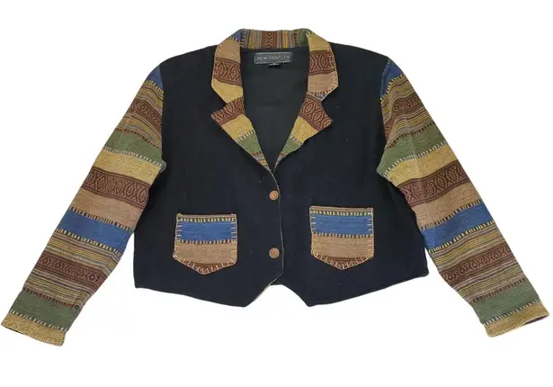 Vintage New Identity Blazer Jacket 2 Button Western Aztec Corduroy Women's 1X Black