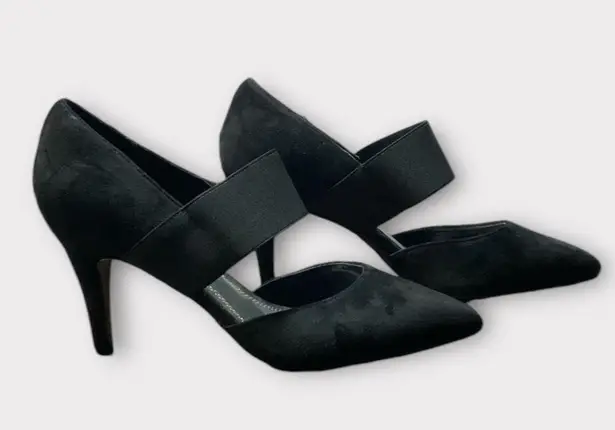 Impo Women’s Stretch Black Suede Kitten Heel Shoes Size 8 Pointed Toe