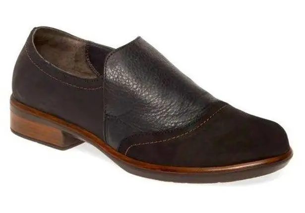 Naot Angin Leather Nubuck Loafers Sz 7 Slip On Cushioned Black