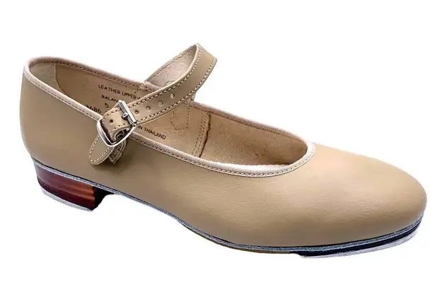 Capezio Mary Jane Comfort Tap Shoes Tan Leather Dance Size 5 New Recital 1" Heel