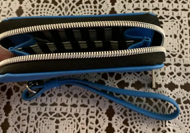 Marc Tetro Wristlet Wallet Schnauzer Dog Blue Zip Around Interior Compartments