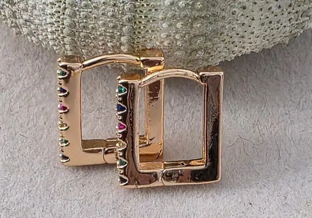 Small Gold Filled Rectangle Huggie Hoop Earrings