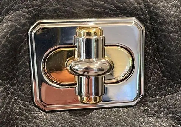 B Makowsky B. Makowsky Black and Gold Shoulder Bag with Double Handles