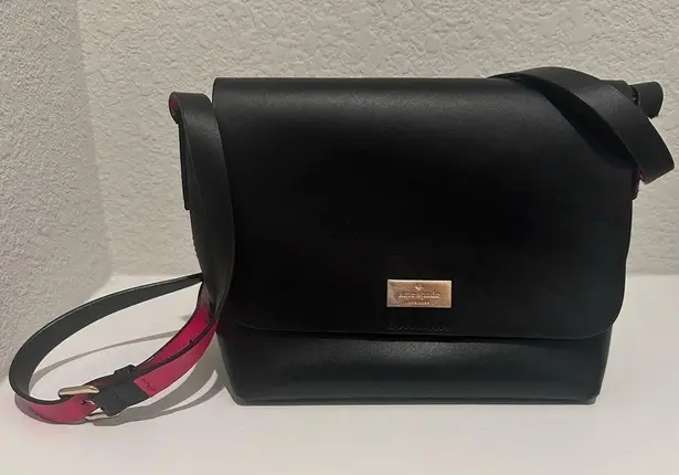 Kate Spade  New York Madie Putnam Drive Leather Crossbody Bag Black and Hot Pink