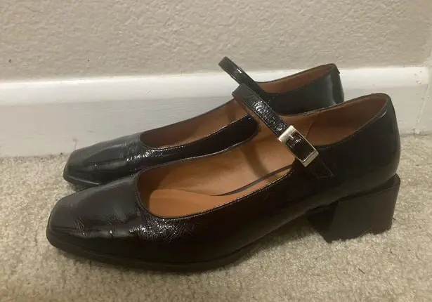 Maeve Anthropologie The Ainsley Black Mary Jane Block Heels Size Euro 39 US 8.5
