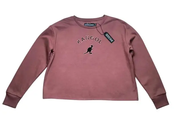 Kangol Crew Neck Crop Sweatshirt Pink Mauve Fleece Size XL New NWT