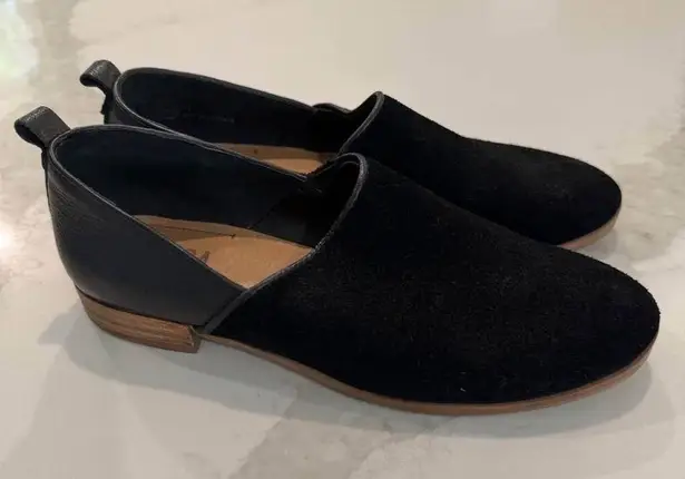 Lucca Lane Tabby Suede Slip On Loafers Women's 6.5M Black Leather Flats Classic Size 6.5