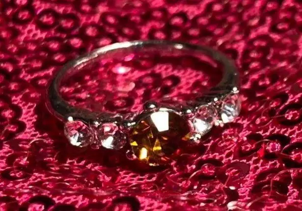 Boutique Topaz Birthstone Womens Ring Size 5 Super Sparkle Orange Bling Rhinestone gift