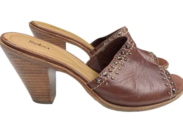 by Reba McEntire ❁ Jasper Leather Open Toe Studded Sandals ❁ Brown ❁ 8.5M ❁