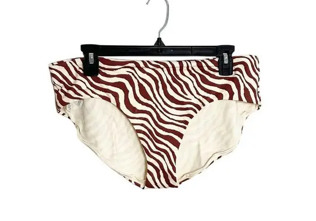 ANDIE Swim Hipster Bikini Bottom in Bias Stripe Truffle Brown Cream Size Large