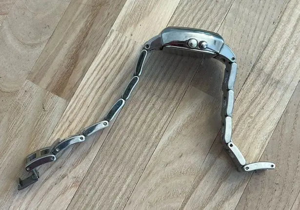 Fossil Ladies Watch Rare Vintage Big Tic Transparent Heart Dial Stainless Band