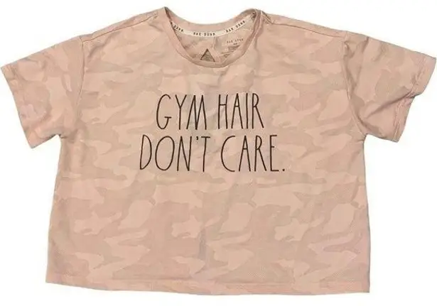 Rae Dunn ‎ Gym Hair Don't Care Mesh Keyhole Top Blush Size Medium