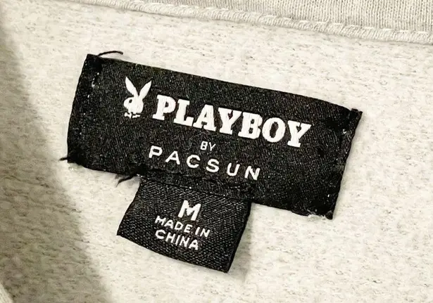 Playboy  By PacSun Size Medium Grey Classic Oversized Hoodie Sweatshirt