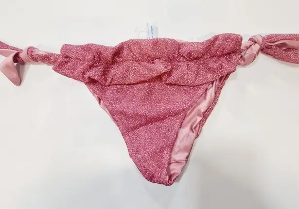 CHIO Ruched Lurex Bikini Set in Pink Size M