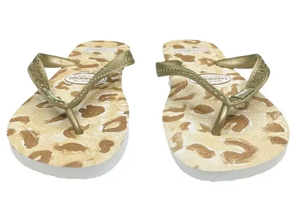Havaianas new x CIA Maritima ☼ Limited Ed Flip Flops ☼ Metallic Gold Leopard ☼