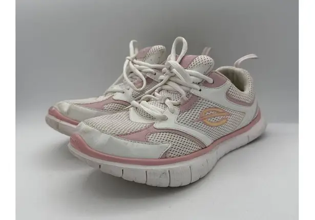 K-Swiss Womens 7.5B White & Pink Mesh Athletic Lace-Up Sneakers