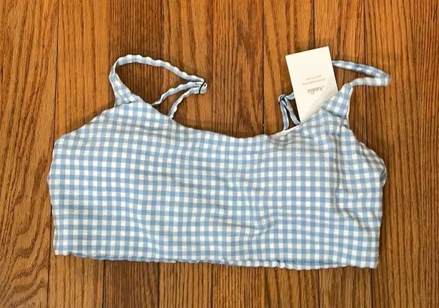 ANDIE  Swim The Maui Bikini Top Blue Gingham size M NWT