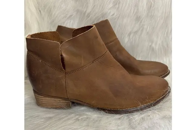 Seychelles Brown Leather Ankle Boots Womens Size 7.5 Side Zip Casual
