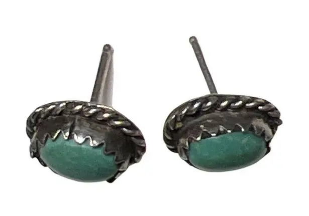 Vintage Sterling Silver Natural Turquoise Post Earrings